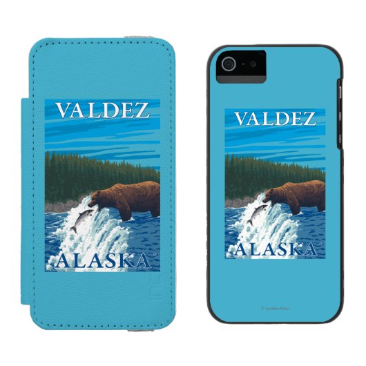 川- Valdez、アラスカのくまの魚釣り Incipio iPhoneウォレットケース (並び)