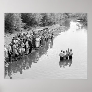 川Baptism 1940年。 ヴィンテージの写真 ポスター