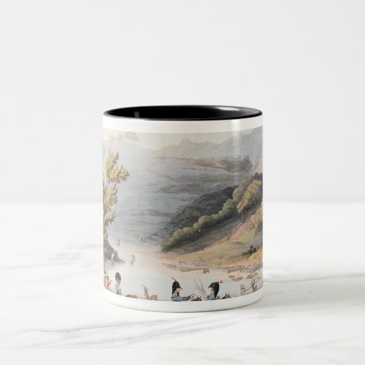 川Mondegoの浅瀬を渡ること、C.によって刻まれて ツートーンマグカップ (中央)