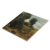 川Sidの眺め、Sidmouthの近くで、c.1852 (油 タイル (側面)