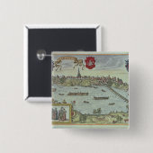 川Vistulの側のワルシャワ市の眺め 缶バッジ (正面&裏面)