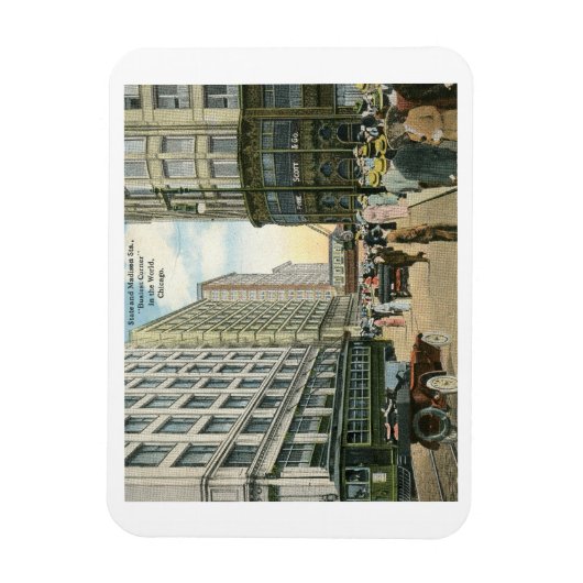 州とマディソン通り、シカゴ1916ヴィンテージ マグネット (縦)