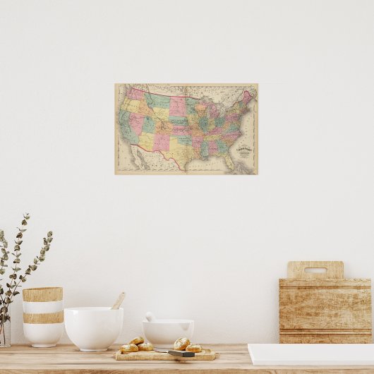 州と地統一された域の地図2 ポスター (キッチン)