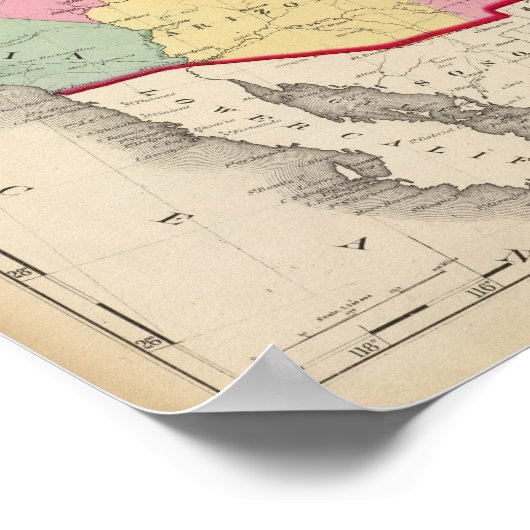 州と地統一された域の地図 ポスター (角)