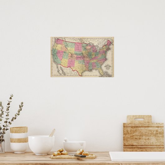 州と地統一された域の地図 ポスター (キッチン)