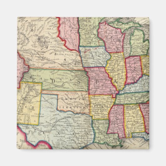 州と地統一された域の地図 マグネット (正面)