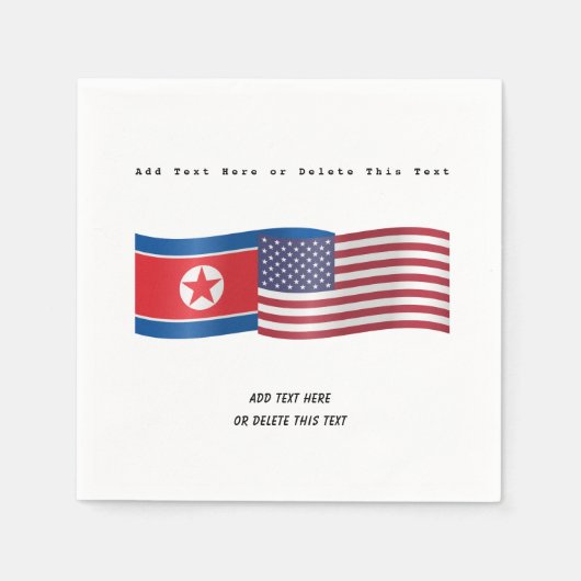 州と統一された北朝鮮の国旗の追加文字 スタンダードカクテルナプキン (正面)