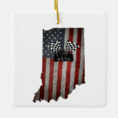 州のインディアナレーサーTシャツヴィンテージ セラミックオーナメント (正面)