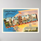 州のウィスコンシンWIオールドヴィンテージ旅行記念品 ポスター