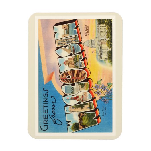 州のウィスコンシンWIオールドヴィンテージ旅行記念品 マグネット (縦)