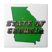州のジョージアの地図と写真文字 タイル (正面)