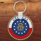 州のジョージア国旗のシールキーチェーン キーホルダー (正面)