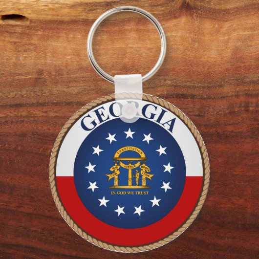 州のジョージア国旗のシールキーチェーン キーホルダー (正面)