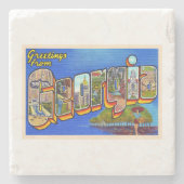 州のジョージアGAヴィンテージ大文字葉書 ストーンコースター (正面)