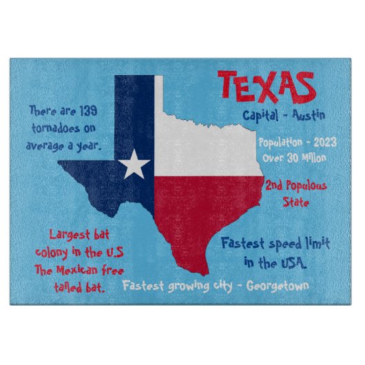 州のテキサス州アメージングファクトグラス カッティングボード (正面)