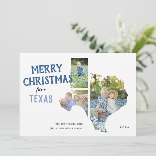州のテキサス州三写真クリスマス シーズンカード (スタンド正面)