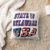 州のデラウェアUSA写真&フラグ文字 クッション (ブランケット)
