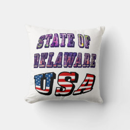 州のデラウェアUSA写真&フラグ文字 クッション
