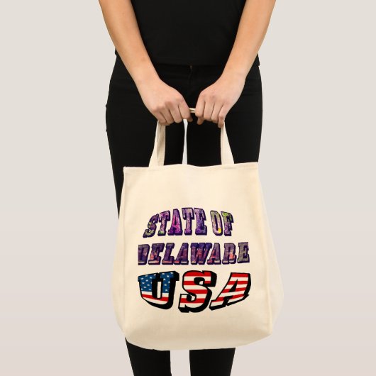 州のデラウェアUSA写真&フラグ文字 トートバッグ (正面(商品))