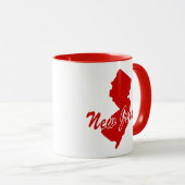 州のニュージャージーのシェイプ赤いマグカップ マグカップ (正面右)