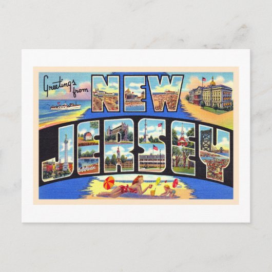 州のニュージャージーヴィンテージ大文字葉書 ポストカード (正面)