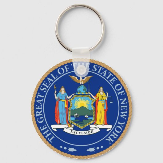 州のニューヨーク国旗のシール キーホルダー (正面)