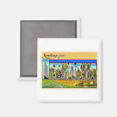 州のネブラスカNEヴィンテージ大文字葉書 マグネット (正面/裏面)