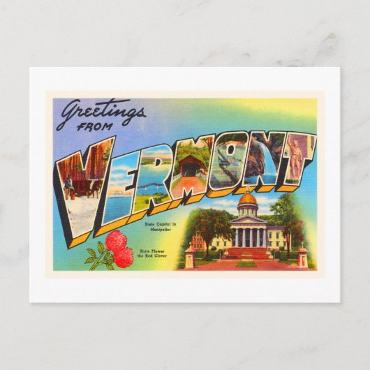 州のバーモントVTオールドヴィンテージ旅行記念品 ポストカード (正面)