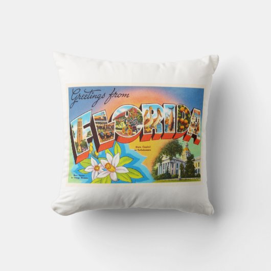 州のフロリダFLの古いヴィンテージ旅行記念品 クッション (正面)
