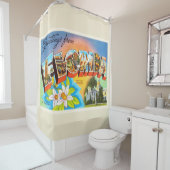 州のフロリダFLの古いヴィンテージ旅行記念品 シャワーカーテン (インサイチュ)