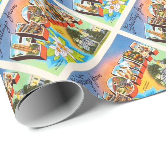 州のフロリダFLの古いヴィンテージ旅行記念品 ラッピングペーパー (ロールコーナー)