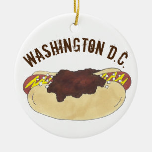 州のプライドワシントンDCスモークチリホットドッグ セラミックオーナメント