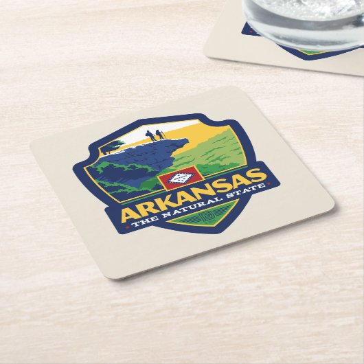 州のプライド |アーカンソー スクエアペーパーコースター (アングル)