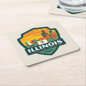 州のプライド |イリノイ スクエアペーパーコースター (アングル)