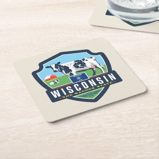 州のプライド|ウィスコンシン2 スクエアペーパーコースター (アングル)