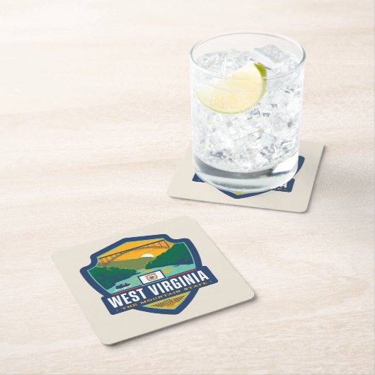 州のプライド |ウェストバージニア スクエアペーパーコースター (インサイチュ)