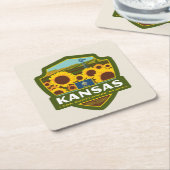 州のプライド|カンザス スクエアペーパーコースター (アングル)