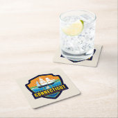 州のプライド |コネチカット スクエアペーパーコースター (インサイチュ)