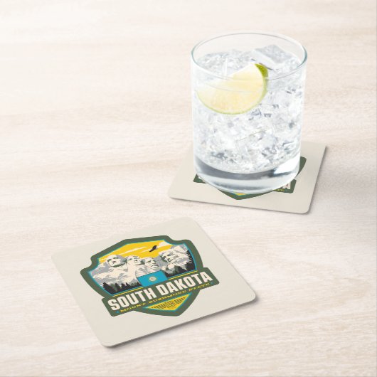 州のプライド|サウスダコタ スクエアペーパーコースター (インサイチュ)