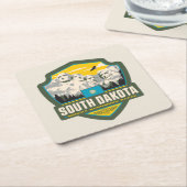 州のプライド|サウスダコタ スクエアペーパーコースター (アングル)