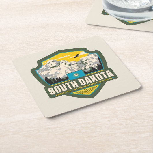 州のプライド|サウスダコタ スクエアペーパーコースター (アングル)