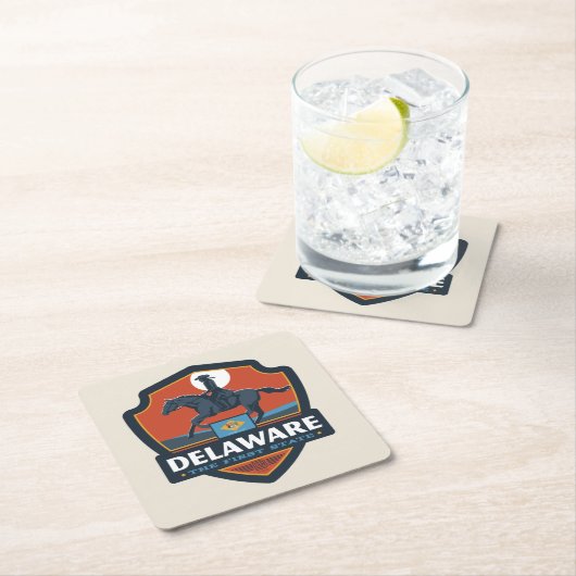 州のプライド |デラウェア スクエアペーパーコースター (インサイチュ)