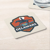 州のプライド |デラウェア スクエアペーパーコースター (アングル)