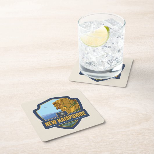 州のプライド |ニューハンプシャー スクエアペーパーコースター (インサイチュ)