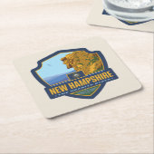 州のプライド |ニューハンプシャー スクエアペーパーコースター (アングル)