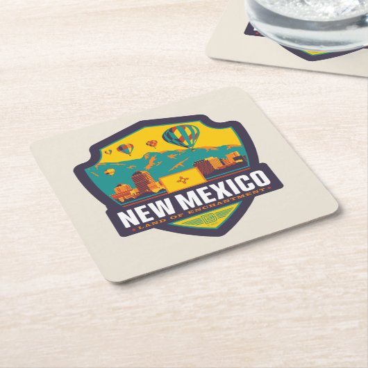 州のプライド |ニューメキシコ スクエアペーパーコースター (アングル)
