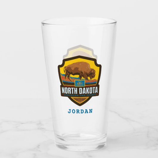 州のプライド |ノースダコタ タンブラーグラス (正面)