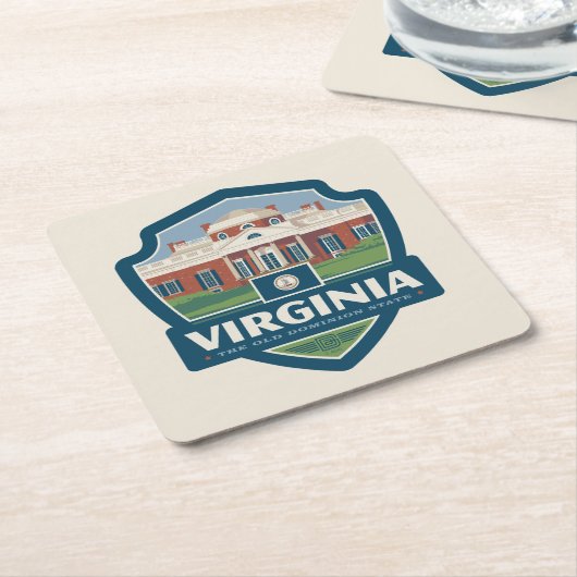 州のプライド |バージニア スクエアペーパーコースター (アングル)
