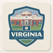州のプライド |バージニア スクエアペーパーコースター (正面)