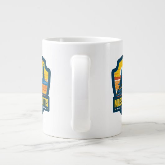 州のプライド |マサチューセッツ ジャンボコーヒーマグカップ (裏面)